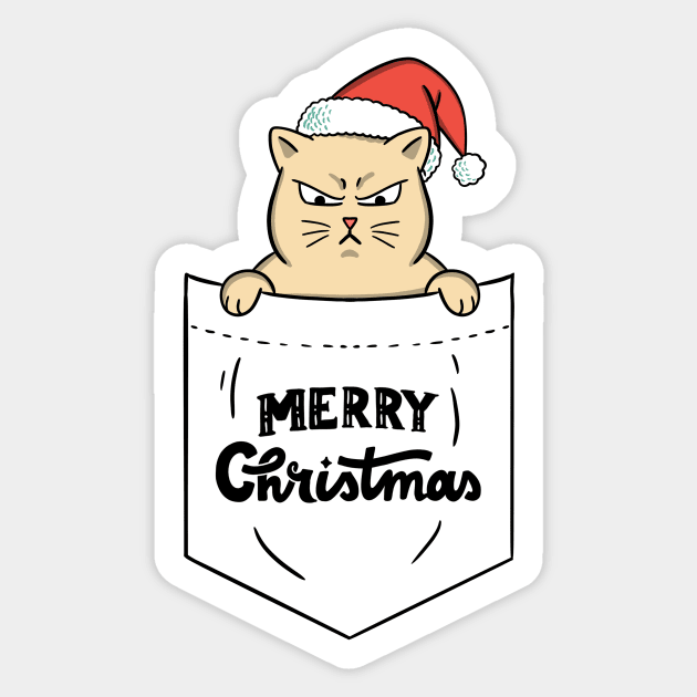 Cat merry christmas pocket Sticker by coffeeman